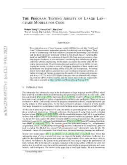 The Program Testing Ability of Large Language Models for Code