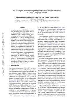LLMLingua: Compressing Prompts for Accelerated Inference of Large
  Language Models