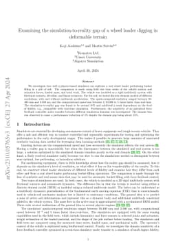 Examining the simulation-to-reality gap of a wheel loader digging in
  deformable terrain