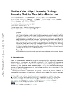 The First Cadenza Signal Processing Challenge: Improving Music for Those
  With a Hearing Loss