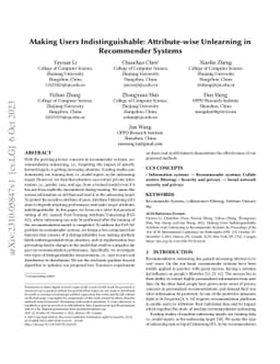 Making Users Indistinguishable: Attribute-wise Unlearning in Recommender
  Systems