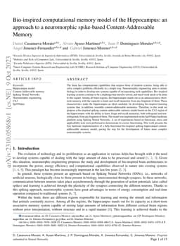 Bio-inspired computational memory model of the Hippocampus: an approach
  to a neuromorphic spike-based Content-Addressable Memory