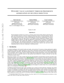 Dynamic value alignment through preference aggregation of multiple
  objectives