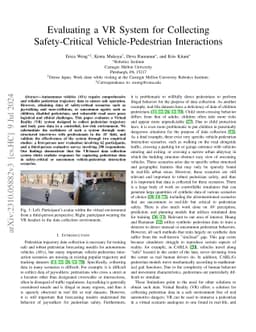 Evaluating a VR System for Collecting Safety-Critical Vehicle-Pedestrian
  Interactions