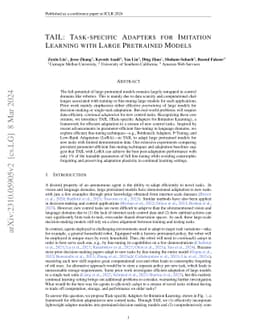 TAIL: Task-specific Adapters for Imitation Learning with Large
  Pretrained Models