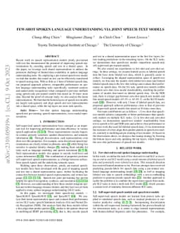 Few-Shot Spoken Language Understanding via Joint Speech-Text Models