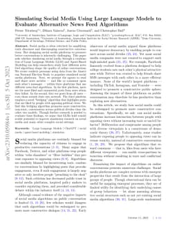 Simulating Social Media Using Large Language Models to Evaluate
  Alternative News Feed Algorithms