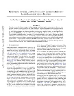 Rethinking Memory and Communication Cost for Efficient Large Language
  Model Training