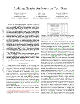 Auditing Gender Analyzers on Text Data