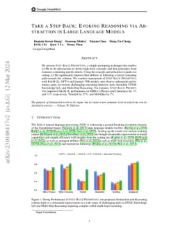 Take a Step Back: Evoking Reasoning via Abstraction in Large Language
  Models