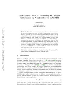 Look-Up mAI GeMM: Increasing AI GeMMs Performance by Nearly 2.5x via
  msGeMM