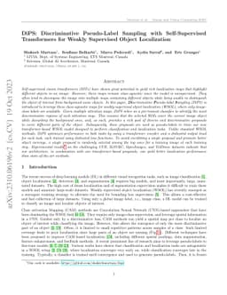 DiPS: Discriminative Pseudo-Label Sampling with Self-Supervised
  Transformers for Weakly Supervised Object Localization