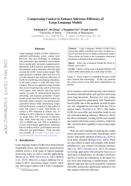 Compressing Context to Enhance Inference Efficiency of Large Language
  Models