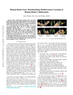 Human-Robot Gym: Benchmarking Reinforcement Learning in Human-Robot
  Collaboration