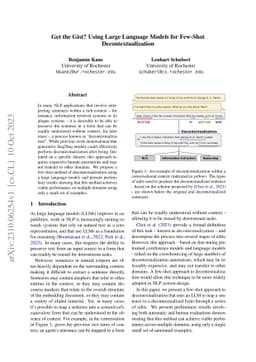Get the gist? Using large language models for few-shot
  decontextualization