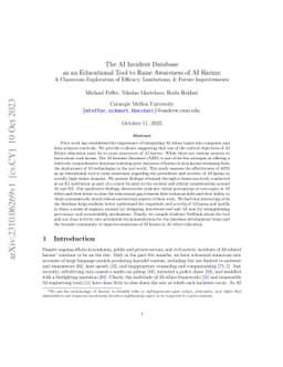 The AI Incident Database as an Educational Tool to Raise Awareness of AI
  Harms: A Classroom Exploration of Efficacy, Limitations, & Future
  Improvements