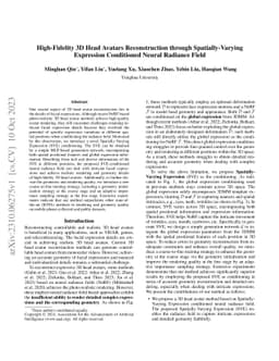 High-Fidelity 3D Head Avatars Reconstruction through Spatially-Varying
  Expression Conditioned Neural Radiance Field