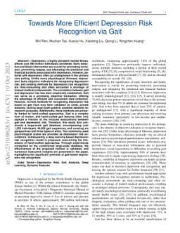 Towards More Efficient Depression Risk Recognition via Gait