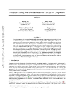 Federated Learning with Reduced Information Leakage and Computation