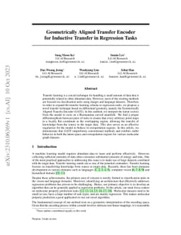 Geometrically Aligned Transfer Encoder for Inductive Transfer in
  Regression Tasks