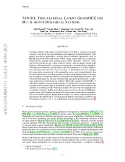 TANGO: Time-Reversal Latent GraphODE for Multi-Agent Dynamical Systems