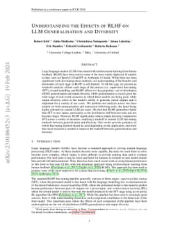 Understanding the Effects of RLHF on LLM Generalisation and Diversity