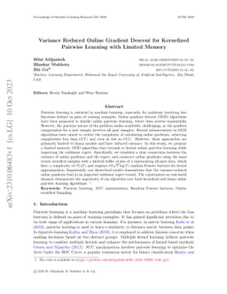 Variance Reduced Online Gradient Descent for Kernelized Pairwise
  Learning with Limited Memory
