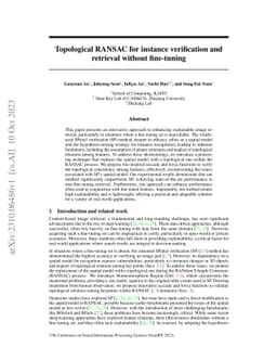 Topological RANSAC for instance verification and retrieval without
  fine-tuning