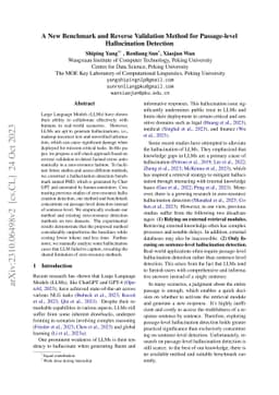 A New Benchmark and Reverse Validation Method for Passage-level
  Hallucination Detection
