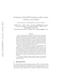 Evaluation of ChatGPT Feedback on ELL Writers' Coherence and Cohesion
