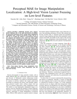Perceptual MAE for Image Manipulation Localization: A High-level Vision
  Learner Focusing on Low-level Features
