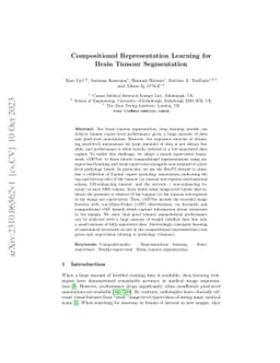 Compositional Representation Learning for Brain Tumour Segmentation