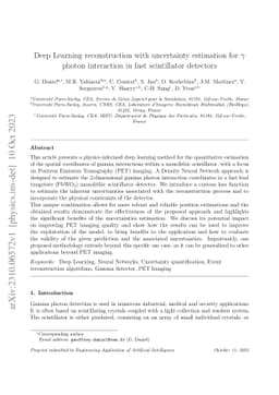Deep Learning reconstruction with uncertainty estimation for $γ$
  photon interaction in fast scintillator detectors