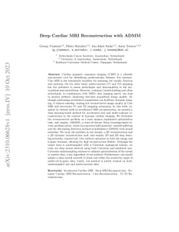 Deep Cardiac MRI Reconstruction with ADMM