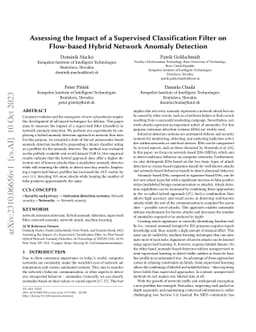 Assessing the Impact of a Supervised Classification Filter on Flow-based
  Hybrid Network Anomaly Detection