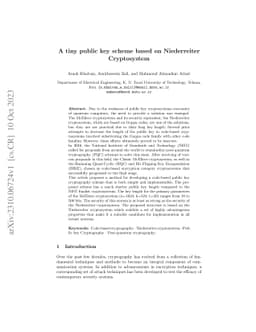 A tiny public key scheme based on Niederreiter Cryptosystem