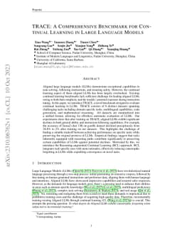 TRACE: A Comprehensive Benchmark for Continual Learning in Large
  Language Models