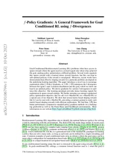 $f$-Policy Gradients: A General Framework for Goal Conditioned RL using
  $f$-Divergences