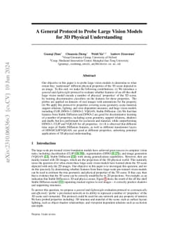 A General Protocol to Probe Large Vision Models for 3D Physical
  Understanding