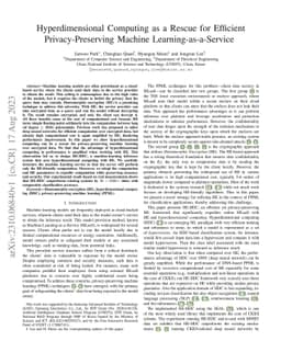 Hyperdimensional Computing as a Rescue for Efficient Privacy-Preserving
  Machine Learning-as-a-Service