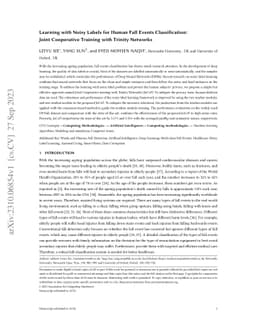 Learning with Noisy Labels for Human Fall Events Classification: Joint
  Cooperative Training with Trinity Networks