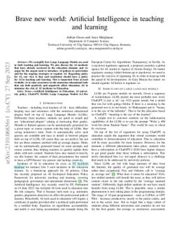 Brave new world: Artificial Intelligence in teaching and learning