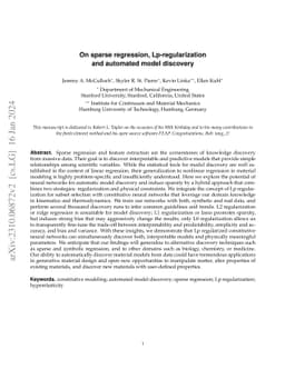 On sparse regression, Lp-regularization, and automated model discovery