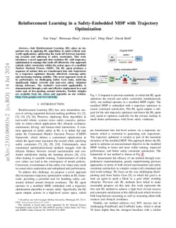Reinforcement Learning in a Safety-Embedded MDP with Trajectory
  Optimization