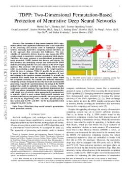 TDPP: Two-Dimensional Permutation-Based Protection of Memristive Deep
  Neural Networks