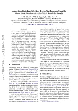 Answer Candidate Type Selection: Text-to-Text Language Model for Closed
  Book Question Answering Meets Knowledge Graphs
