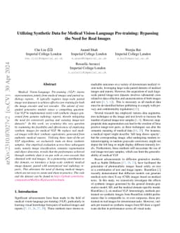 Utilizing Synthetic Data for Medical Vision-Language Pre-training:
  Bypassing the Need for Real Images