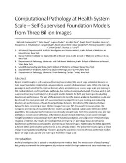 Computational Pathology at Health System Scale -- Self-Supervised
  Foundation Models from Three Billion Images