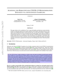 Auditing and Robustifying COVID-19 Misinformation Datasets via
  Anticontent Sampling
