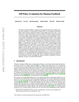 Off-Policy Evaluation for Human Feedback